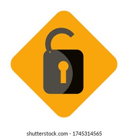 
a sign to open the lock, in a flat style.