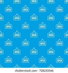 Sign open pattern repeat seamless in blue color for any design. Vector geometric illustration