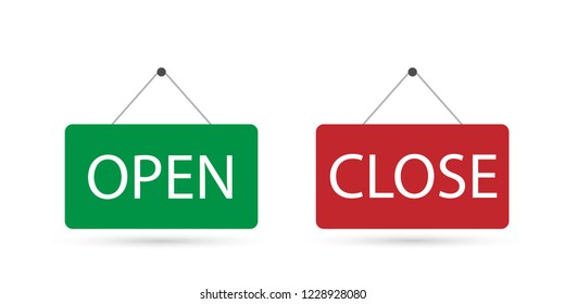 the sign is openly close. green and red signs are open and closed. eps10