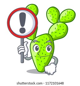 With sign opuntia cactus isolated on character cartoon