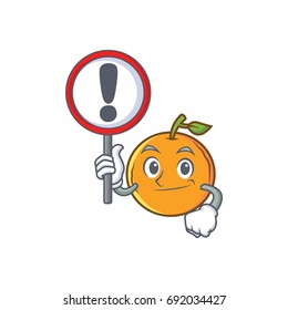 With sign orange fruit cartoon character