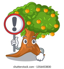 With sign orange tree isolated with the mascot