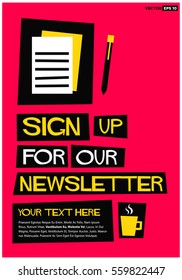Sign Up For Our Newsletter (Flat Style Vector Illustration Post Design) With Text Box Template