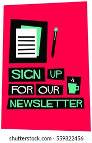 Sign Up For Our Newsletter (Flat Style Vector Illustration Post Design)