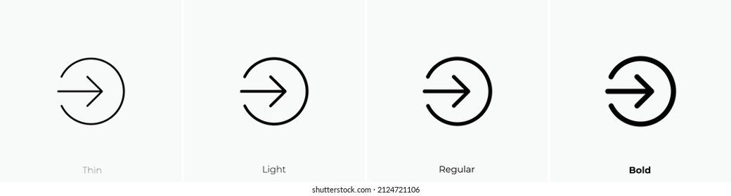 sign out alt icon. Thin, Light Regular And Bold style design isolated on white background