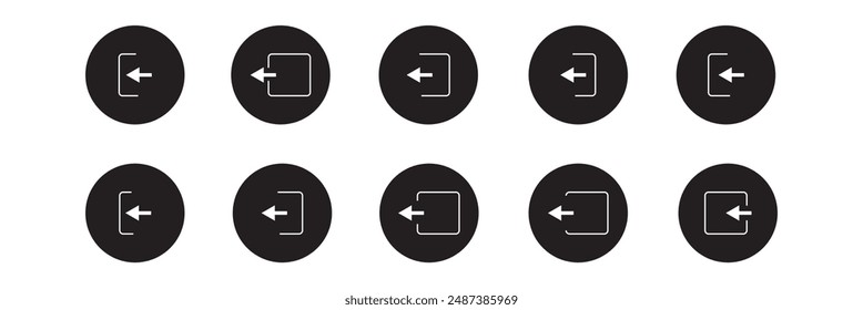 Iniciar sesión y cierre de sesión App Vector  logout y Inicio de sesión, flecha y puerta icono de salida y entrada flecha Inicio de sesión Cuenta - Intro símbolo, Iniciar sesión icono Botón sobre fondo blanco en eps 10.