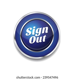 Sign Out Blue Vector Icon Button