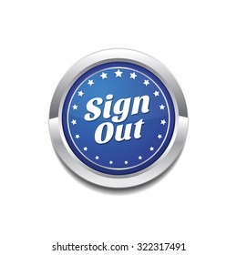 Sign Out Blue Vector Icon Button