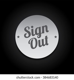 sign out glossy badge label theme