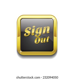 Sign Out Gold Vector Icon Button