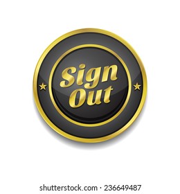 Sign Out Gold Vector Icon Button