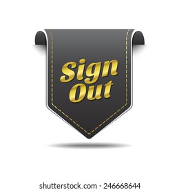 Sign Out golden Vector Icon Design