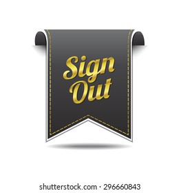 Sign Out golden Vector Icon Design