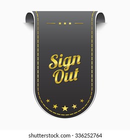 Sign Out golden Vector Icon Design