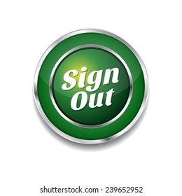 Sign Out Green Vector Icon Button