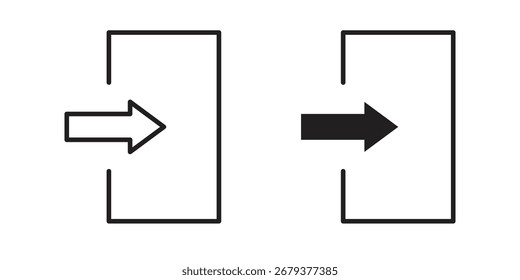 Ícone de saída do pacote de estilo plano e traçado no plano de fundo branco. Ilustrações vetoriais
