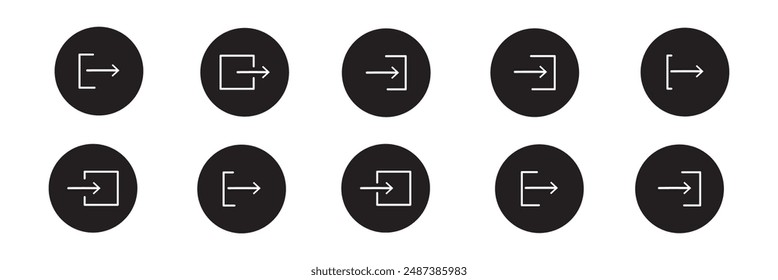 Sign out icon set. exit, quit vector symbol. output sign. account logout button. signing off icon.
