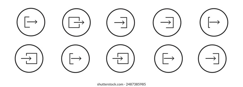 Conjunto de iconos de cierre de sesión. salir, salir del Vector. signo de salida. Cuenta de cierre de sesión. Botón de cierre de sesión.