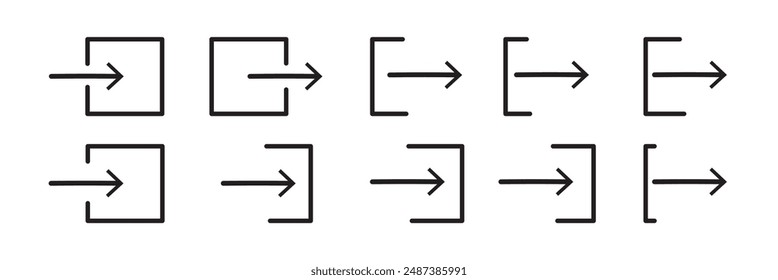 Abmeldesymbolsatz. Beenden, Vektorgrafik beenden. Ausgabesymbol. Account-Abmeldesymbol. Abmeldesymbol. Button zum Abmelden.