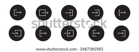 Sign out icon set. exit, quit vector symbol. output sign. account logout button. signing off icon.