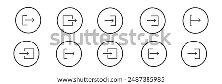 Sign out icon set. exit, quit vector symbol. output sign. account logout button. signing off icon.