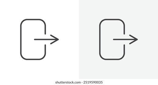 Sign out icon. solid filled and stroke thin line style eps 10