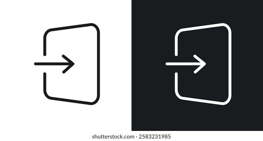 Sign out icons in black and white liner strokes for web design.