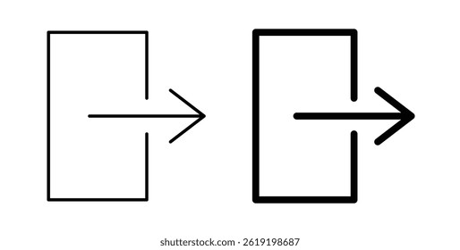 Sign out icons set in black colors on white background
