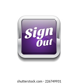 Sign Out Purple Vector Icon Button