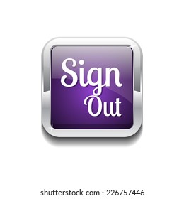 Sign Out Purple Vector Icon Button