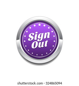 Sign Out Purple Vector Icon Button