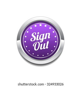 Sign Out Purple Vector Icon Button