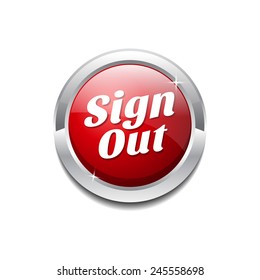 Sign Out Red Vector Icon Button