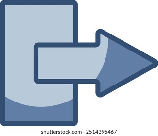 ícone de vetor de saída, fundo transparente. design de cor azul substituível