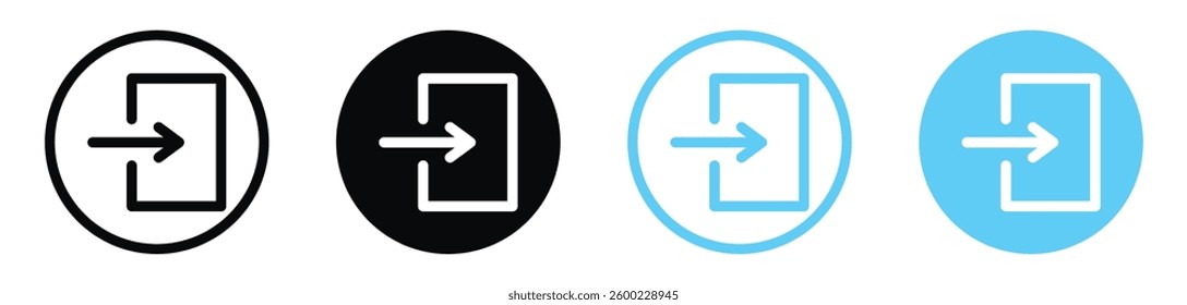 Sign out vector icons in black and blue colors
