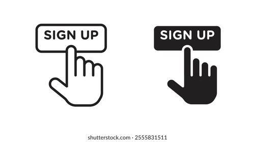 Sign up outlined and solid icon vector collection.