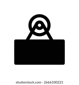 Assinar. Ícone de vetor de traçado com contorno e detalhes preenchidos em preto.