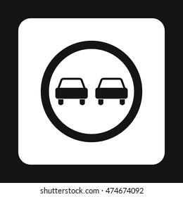 Sign overtaking icon in simple style isolated on white background. Rules of the road symbol