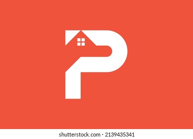 Sign P house logo Design. Letter P home logo design vector. Abstract logo design for real estate company business.