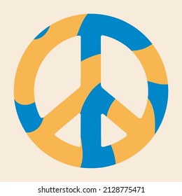 A sign of pacifism in the colors of the Ukrainian flag, which stands for peace and love. No war, symbol of peace.
