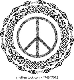 Sign Pacifist Peace Symbol Drawn By Stock Vector (Royalty Free ...