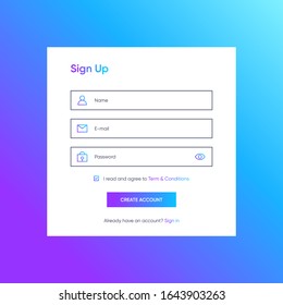 registrar plantilla de diseño de página . color de gradiente vibrante
