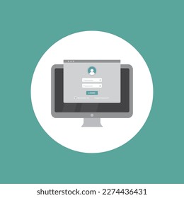 Sign up page on computer screen vector illustration