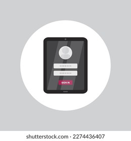 Sign up page on tablet screen