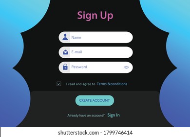 Seite registrieren , Anmeldeformular für kreatives Web-Design