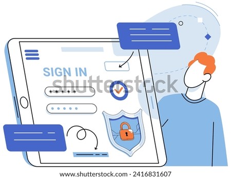 Sign up page vector illustration. Online registration allows users to establish their presence on web Authentication verifies identity users during sign up process The UI design sign up page concept