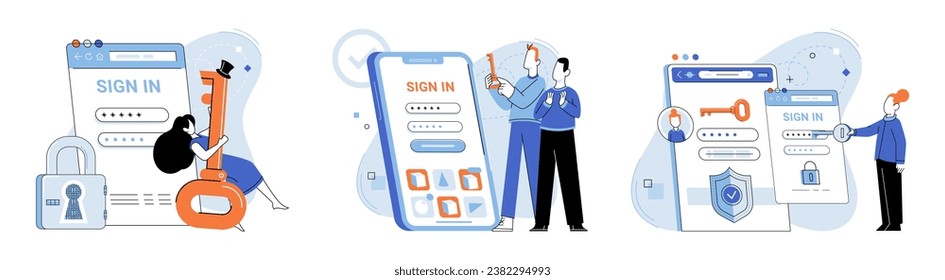 Sign up page vector illustration. Users can easily sign up through websites registration page The web interface provides seamless sign up experience for users Creating account grants users access