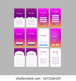 Iniciar sesión Páginas Aplicación Ui Mobile Set Pink Orange Vector Diseño