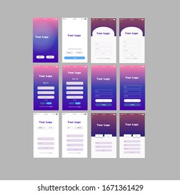Sign In Pages App Ui Mobile Set Blue Pink Gradient Vector Design