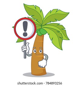 With sign palm tree character cartoon